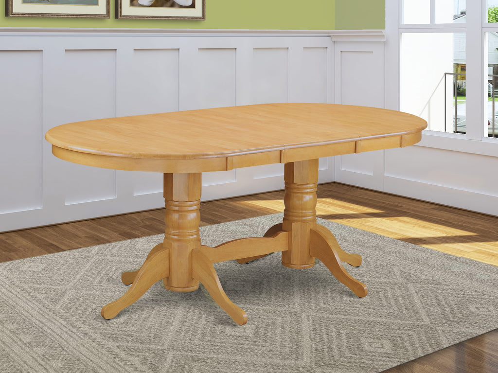 48VAT-OZL-VY Contemporary Vancouver Dining Set with Extendable Butterfly Leaf and Dual Pedestal Support