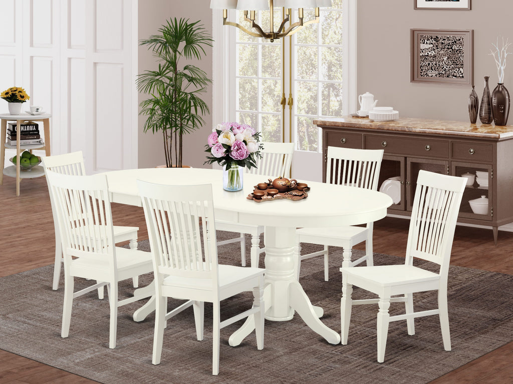 VAWE7-EUI-I Oval Table & Chairs Set - 7-Piece Dining Ensemble with Butterfly Leaf for Chic Kitchen