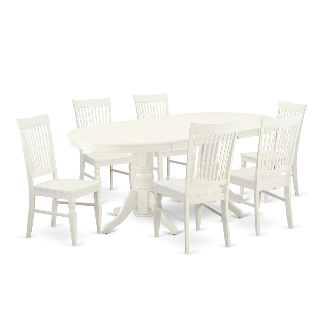 VAWE7-EUI-I Oval Table & Chairs Set - 7-Piece Dining Ensemble with Butterfly Leaf for Chic Kitchen
