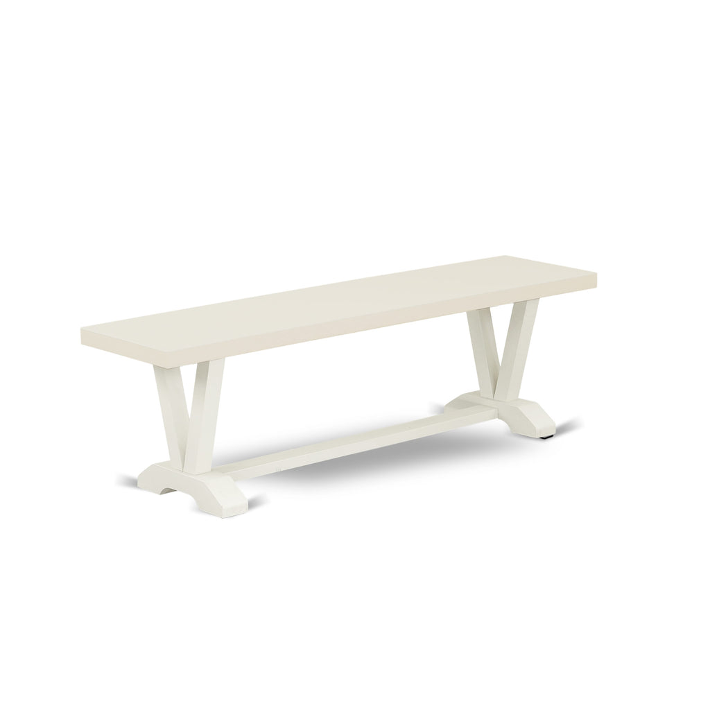 VB5P5 Modern Dining Bench Featuring V-Style Design with Solid Seat, 60x15x18 Inches, Multi-Hue