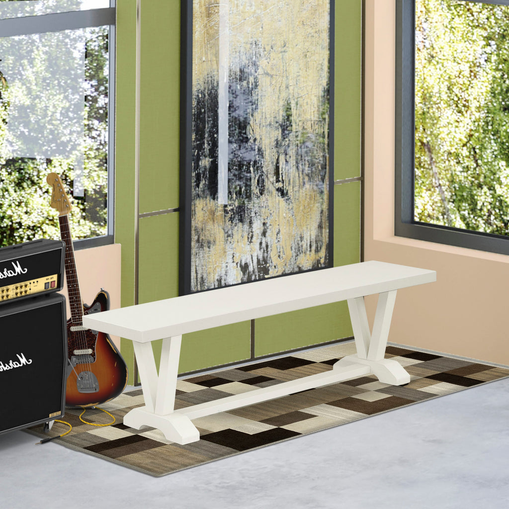 VB5P5 Modern Dining Bench Featuring V-Style Design with Solid Seat, 60x15x18 Inches, Multi-Hue