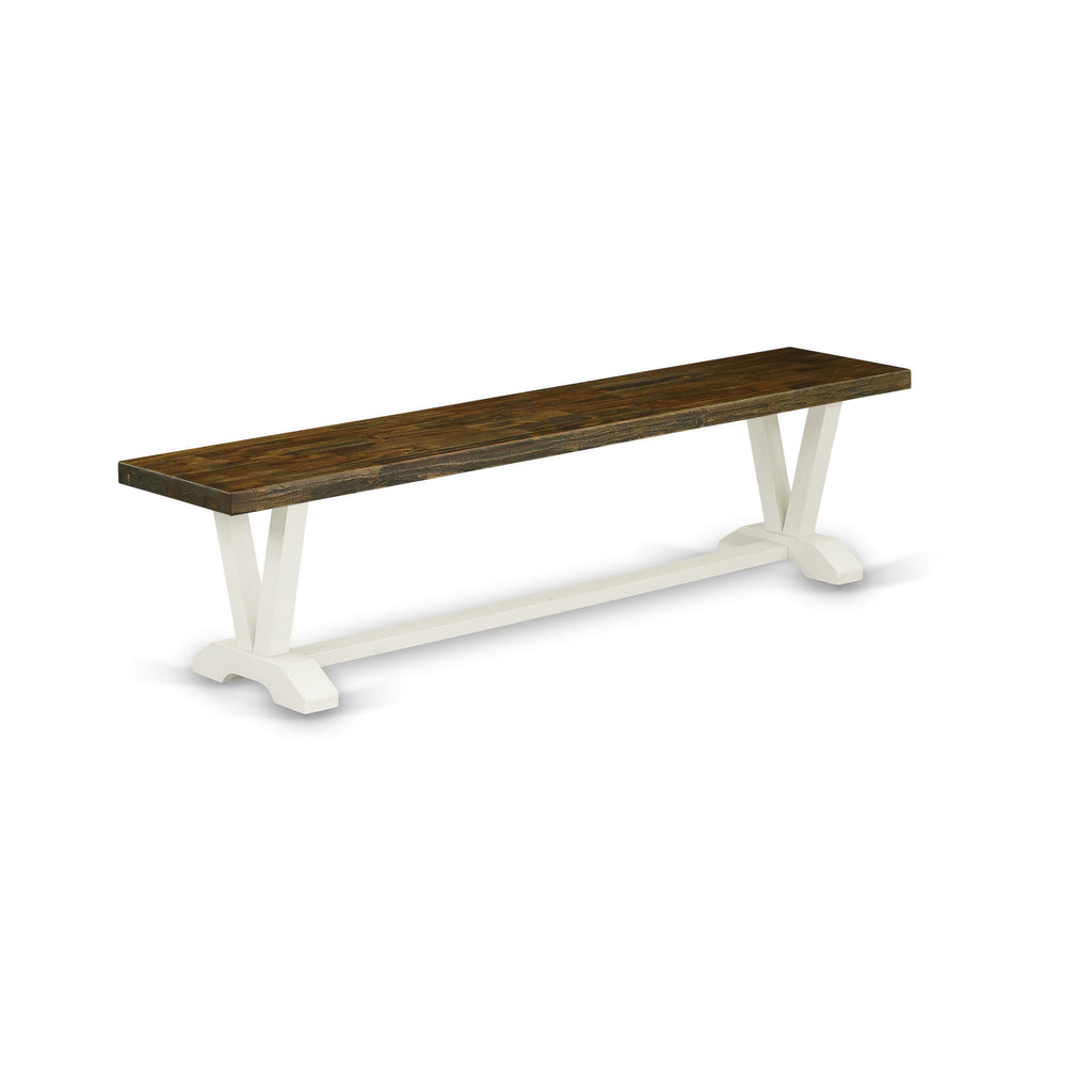 V077MOTP9-Q 6 Piece Set Dining Table with Modern V-Legs and Seating Ensemble in Baby Blue & Multi hues