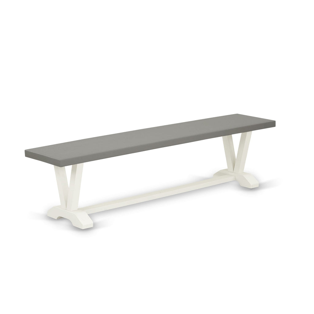 V097E0273-0 6-Piece Dining Ensemble with Rectangular Table, V-Legs, Gray Chairs & Bench Set, 40x72