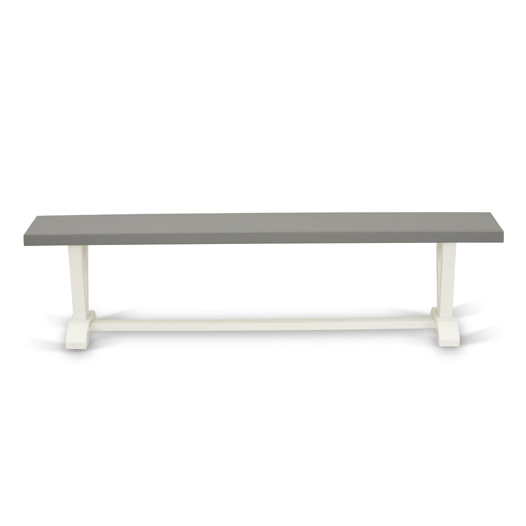V097DNOWI-H Dining Set 6-Piece Set with Rectangular Table, V-Legs, 4 Linen Chairs, and Bench, Multi-Hue Bliss