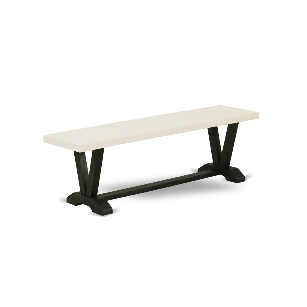 VB3CA Vibrant Dining Bench with Sleek V-Style Design and Robust Wood, 60x15x18-Inch, Multi-Tone
