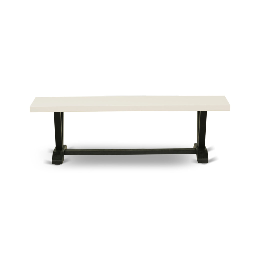 VB3CA Vibrant Dining Bench with Sleek V-Style Design and Robust Wood, 60x15x18-Inch, Multi-Tone