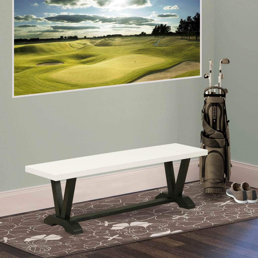VB3CA Vibrant Dining Bench with Sleek V-Style Design and Robust Wood, 60x15x18-Inch, Multi-Tone