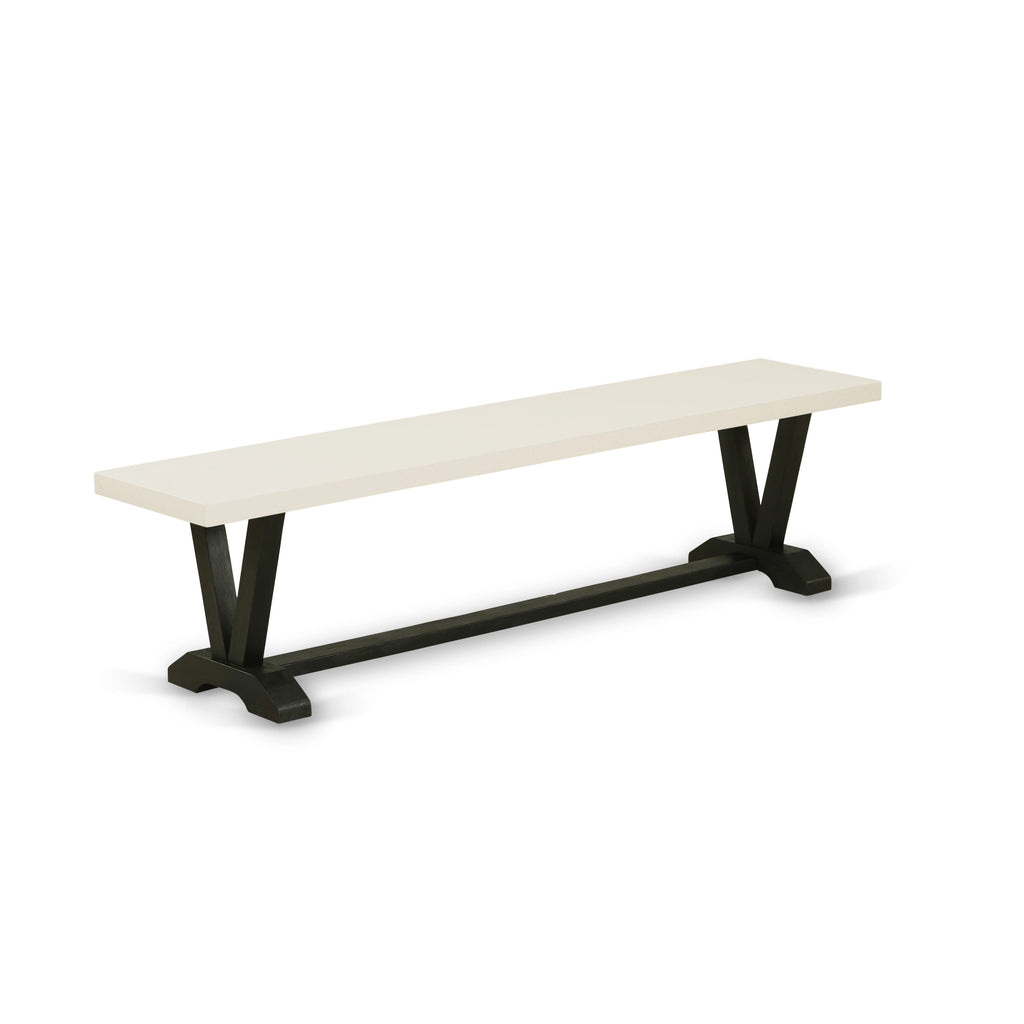 V627VUE46-R| Dining Ensemble for 6 Rectangle Table with V-Shaped Supports, 4 Gotham Linen Chairs & Bench, 40x72