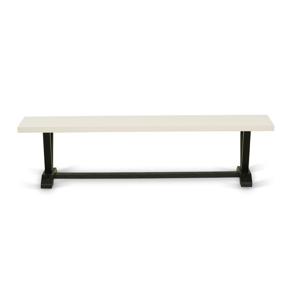 V627VUE46-R| Dining Ensemble for 6 Rectangle Table with V-Shaped Supports, 4 Gotham Linen Chairs & Bench, 40x72