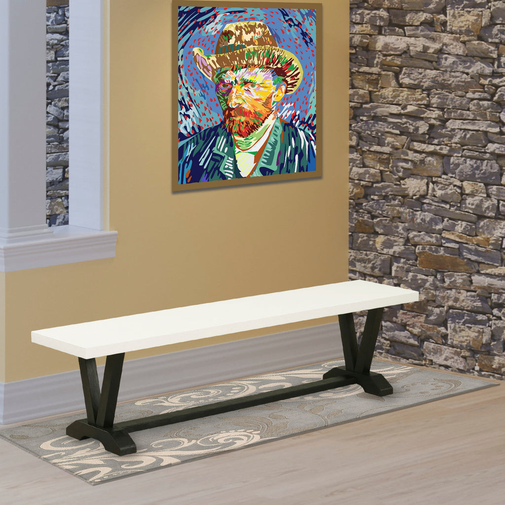 V627F5K2V-C 6-Piece Set with Rectangular Table & V-Legs 4 Parson Chairs & Bench, 40x72 in, Multi-Color
