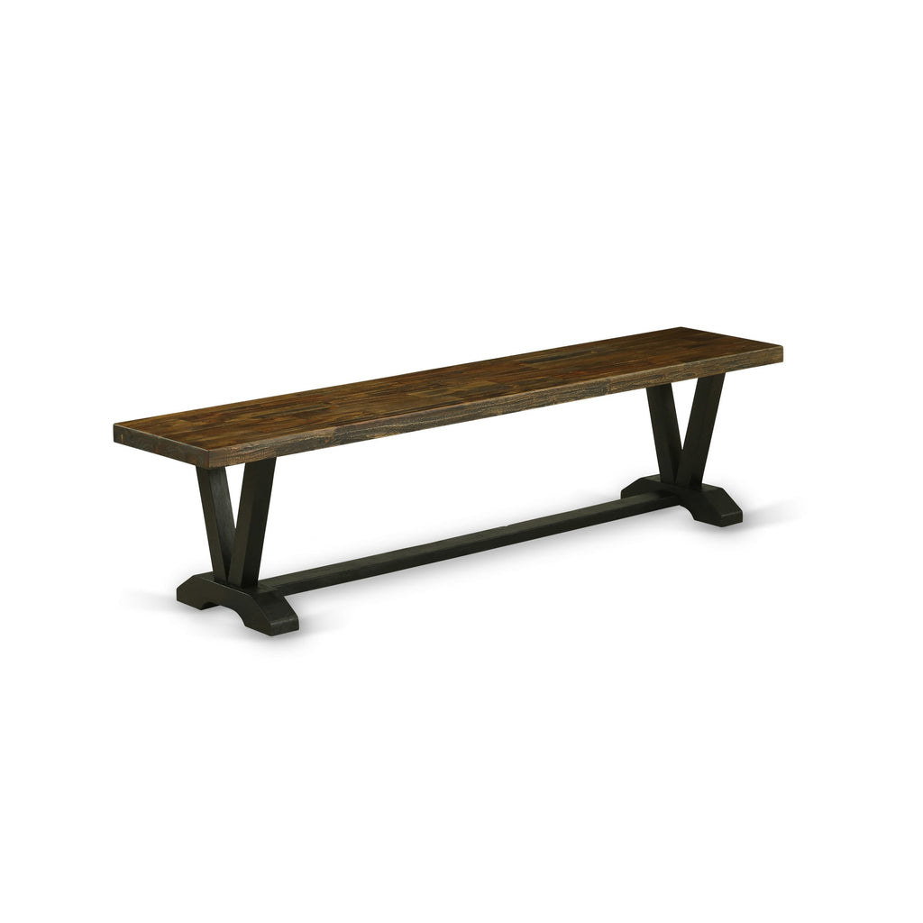 VB42K V-Shaped Dining Bench with Versatile Wood Seat, 72x15x18 Inches, Multi-Hued Style