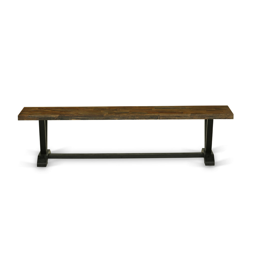 VB42K V-Shaped Dining Bench with Versatile Wood Seat, 72x15x18 Inches, Multi-Hued Style
