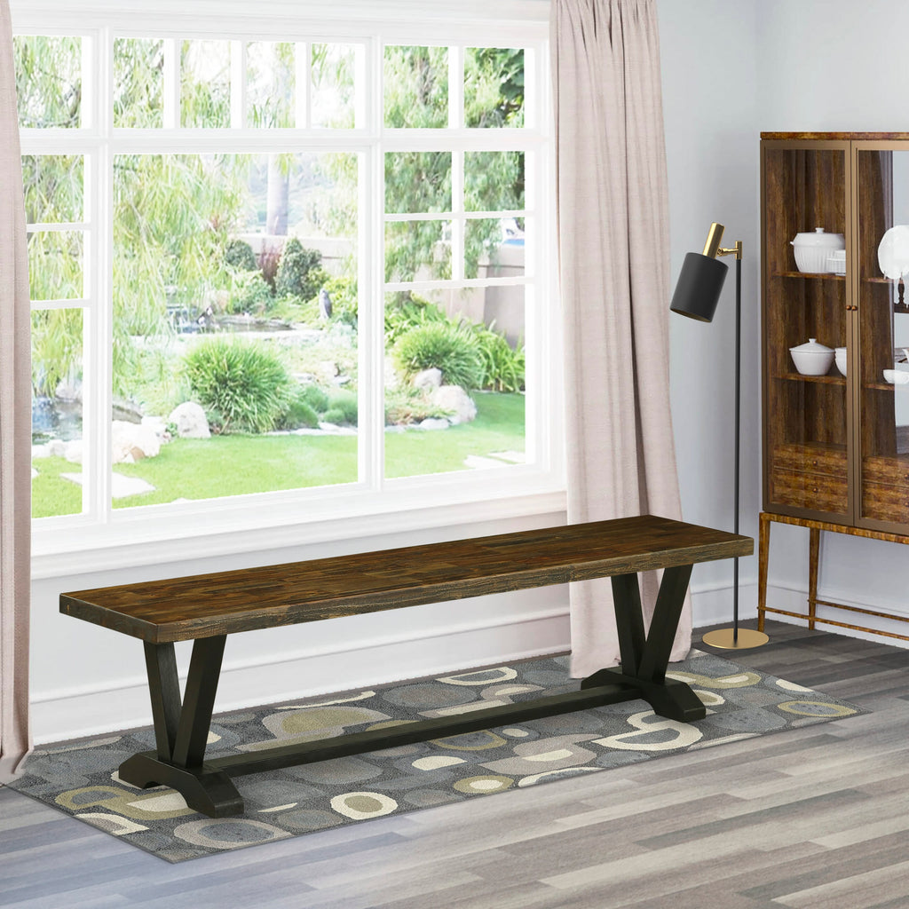 VB42K V-Shaped Dining Bench with Versatile Wood Seat, 72x15x18 Inches, Multi-Hued Style