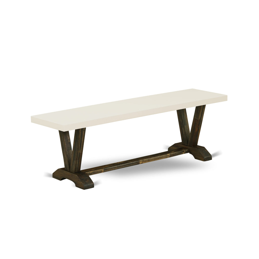 Trendy VB3YS V-style Dining Table Bench, Wood Seating - 60x15x18, Multi-Shade Finish