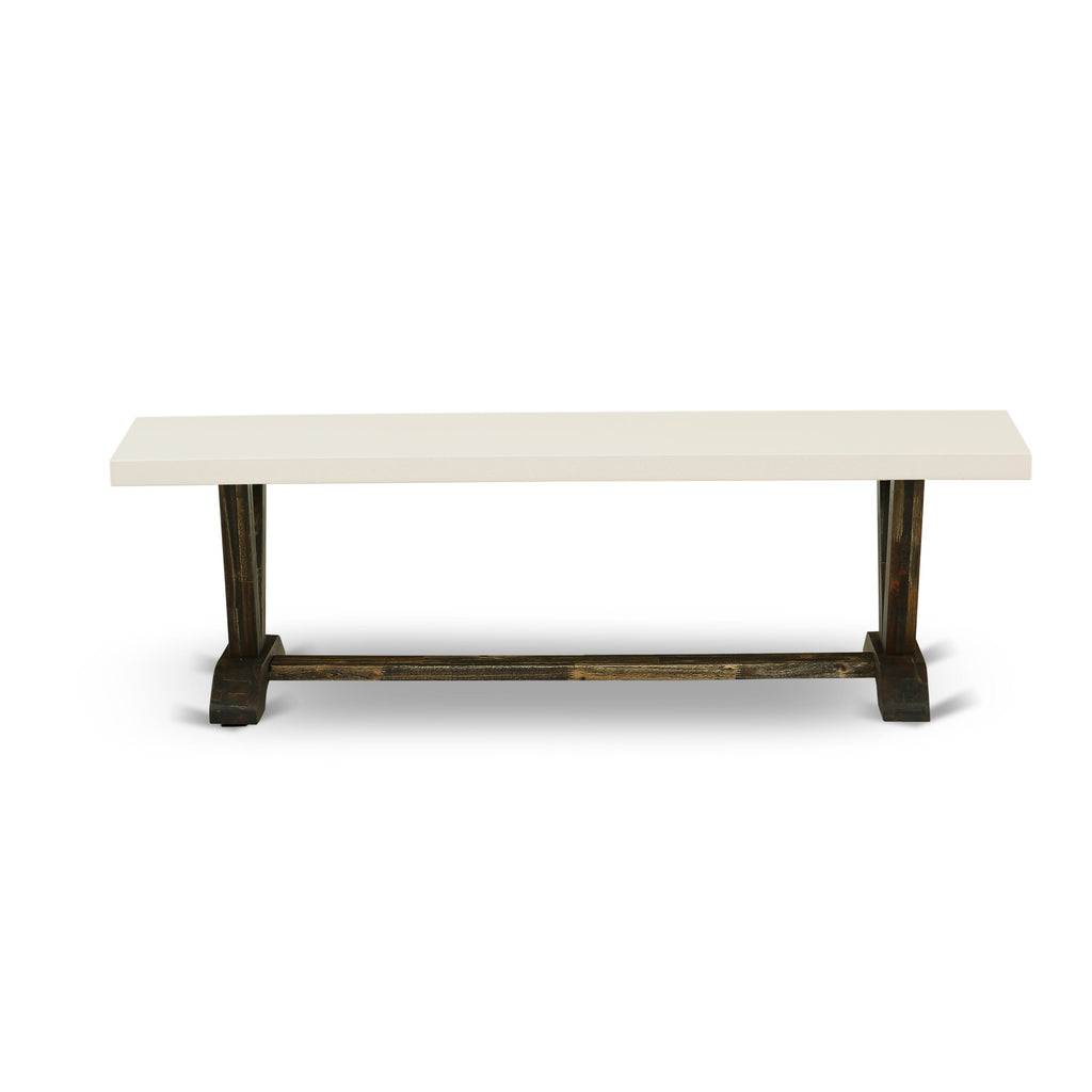Trendy VB3YS V-style Dining Table Bench, Wood Seating - 60x15x18, Multi-Shade Finish