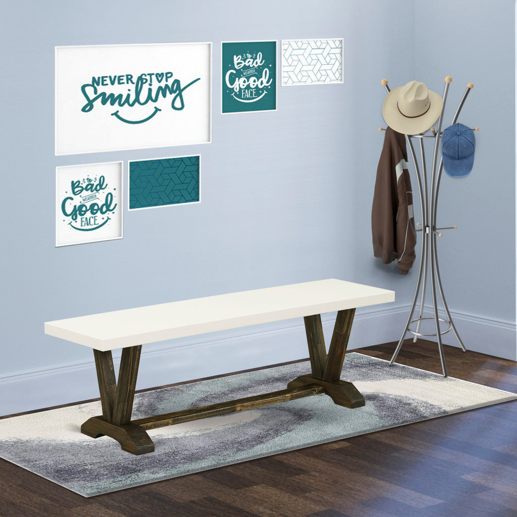 Trendy VB3YS V-style Dining Table Bench, Wood Seating - 60x15x18, Multi-Shade Finish