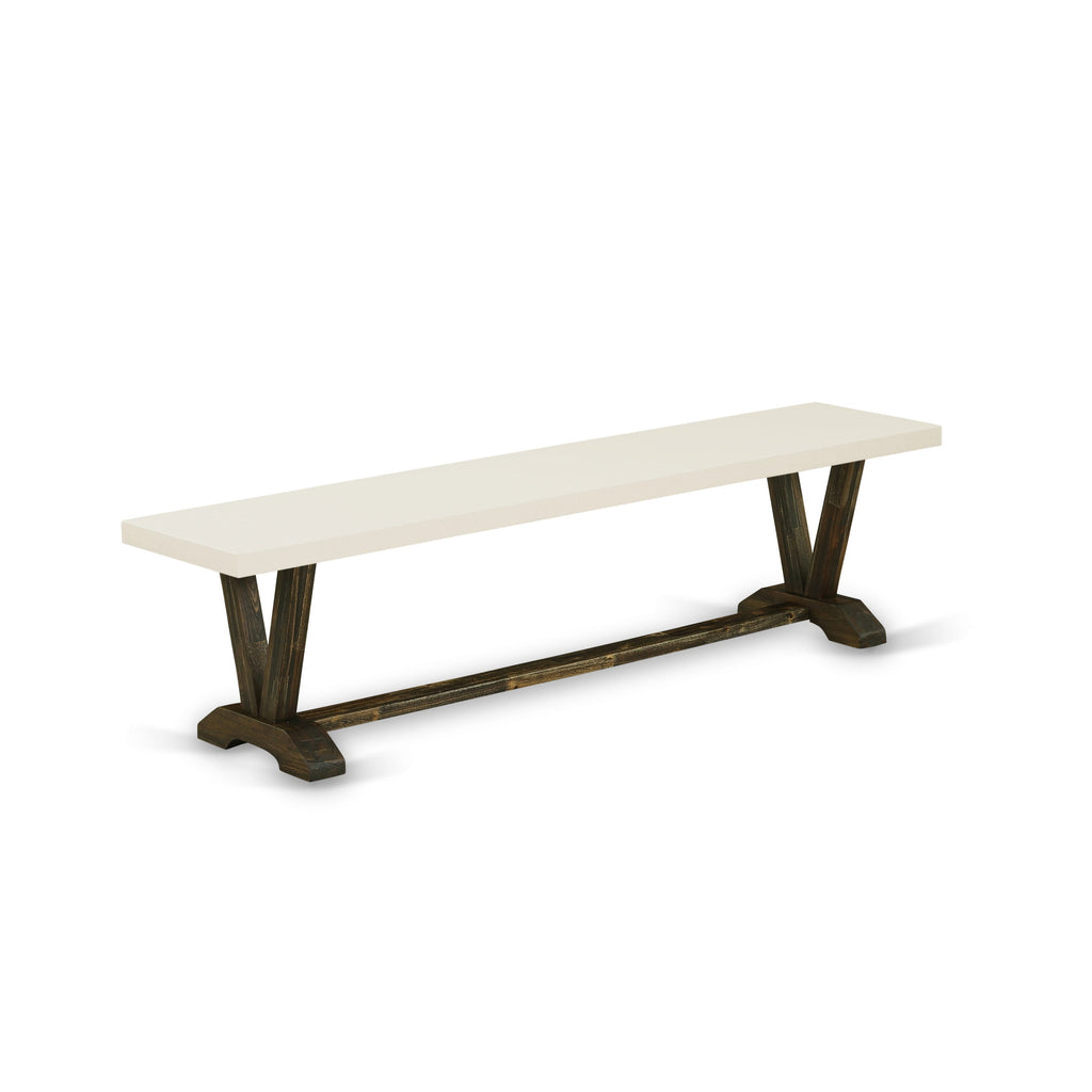 Unique Dining Set V727VCKT1-Z 6-Piece Ensemble Featuring V-Leg Table and Elegant Seating with Bench in Multi-Hued Design