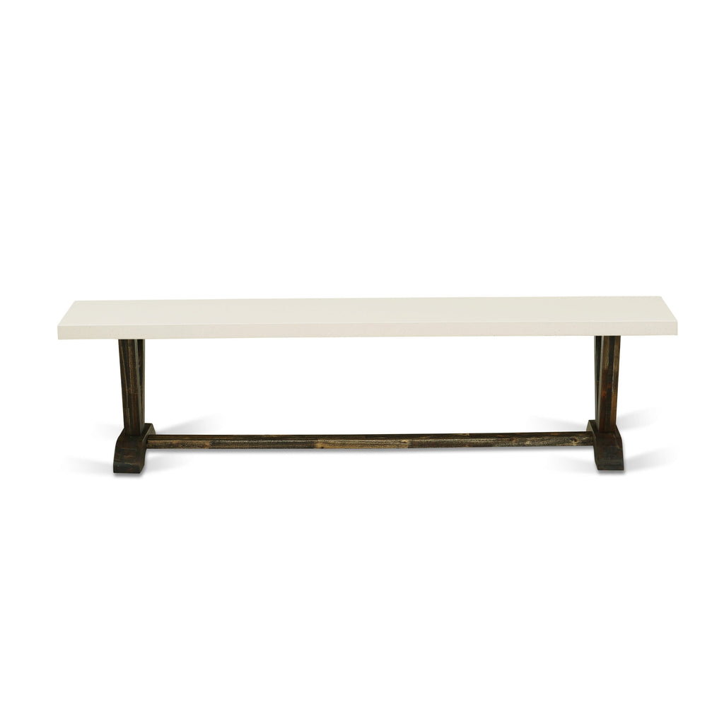 Unique Dining Set V727VCKT1-Z 6-Piece Ensemble Featuring V-Leg Table and Elegant Seating with Bench in Multi-Hued Design