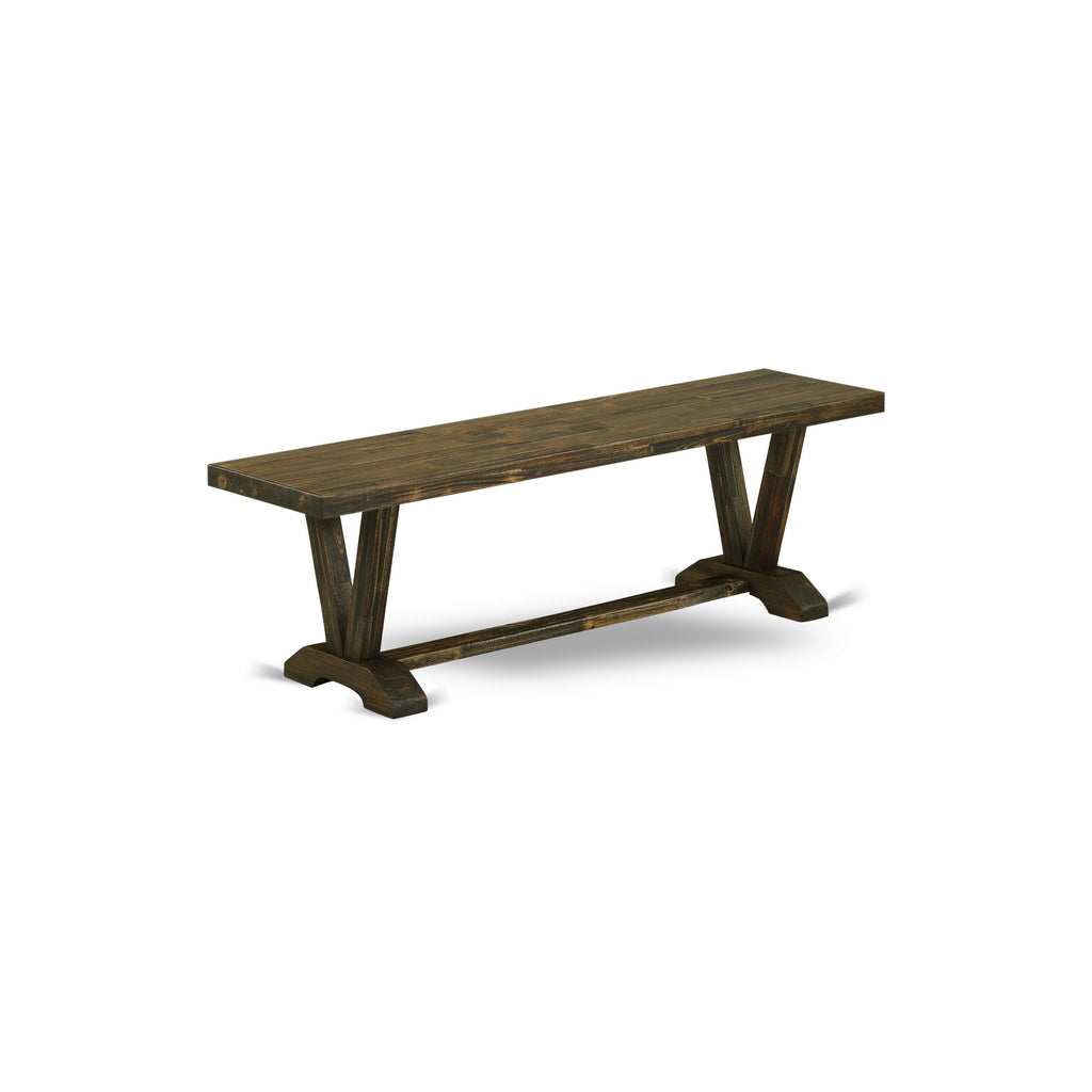 VB6FG Stylish Multi-Color Mid-Century Dining Bench with Wooden Seat, 60x15x18 Inch Design