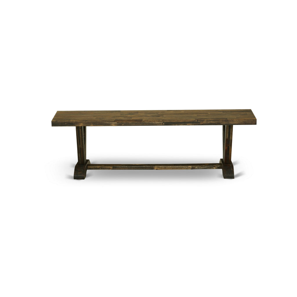 VB6FG Stylish Multi-Color Mid-Century Dining Bench with Wooden Seat, 60x15x18 Inch Design