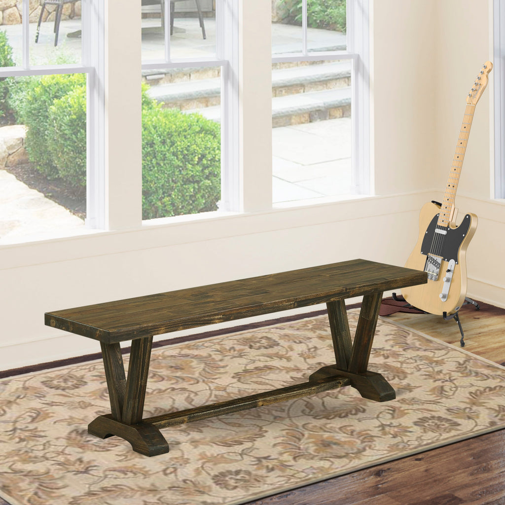 VB6FG Stylish Multi-Color Mid-Century Dining Bench with Wooden Seat, 60x15x18 Inch Design