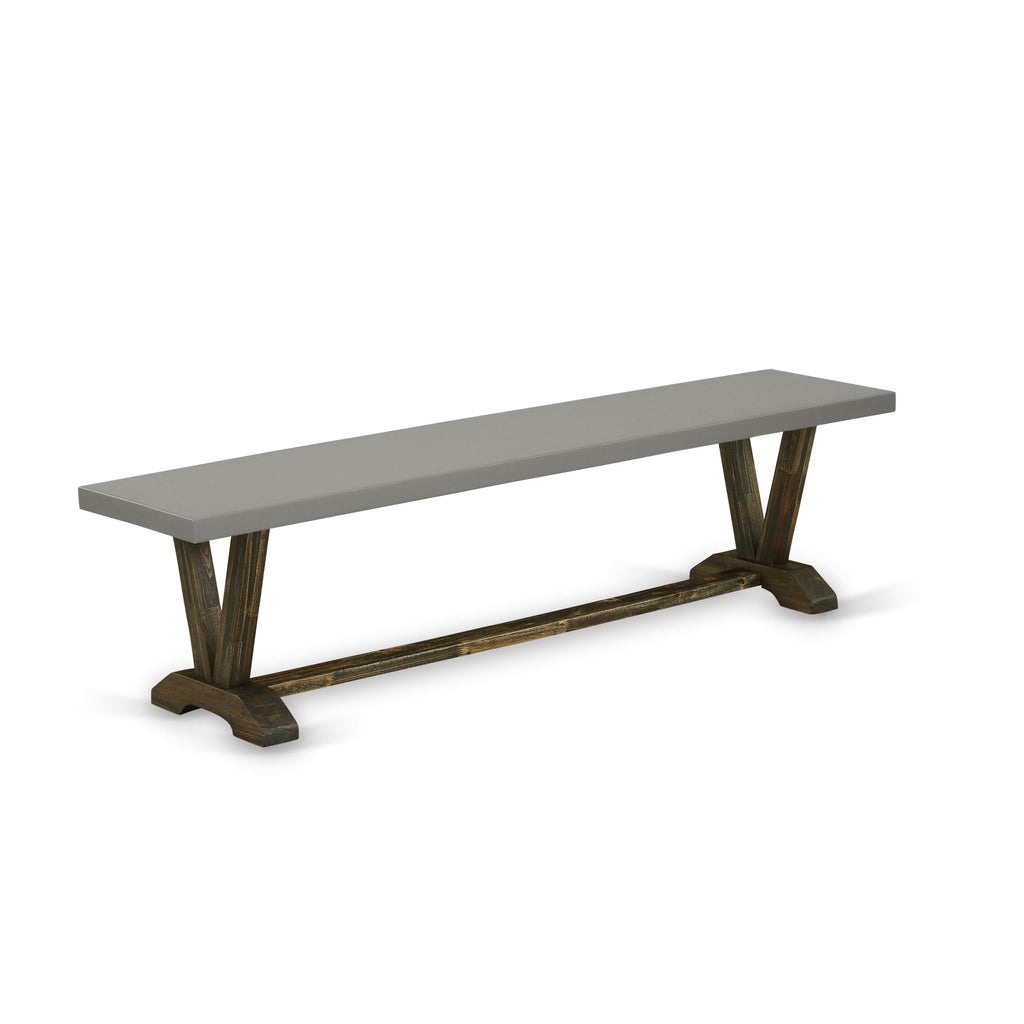 VB9GP V-Style Contemporary Dining Bench with Wood Seating, 72x15x18 Inches, in Diverse Shades