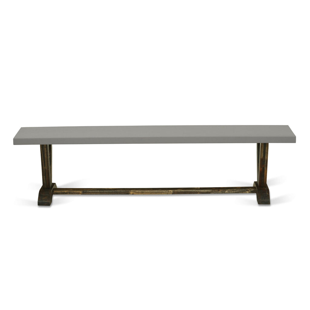 VB9GP V-Style Contemporary Dining Bench with Wood Seating, 72x15x18 Inches, in Diverse Shades