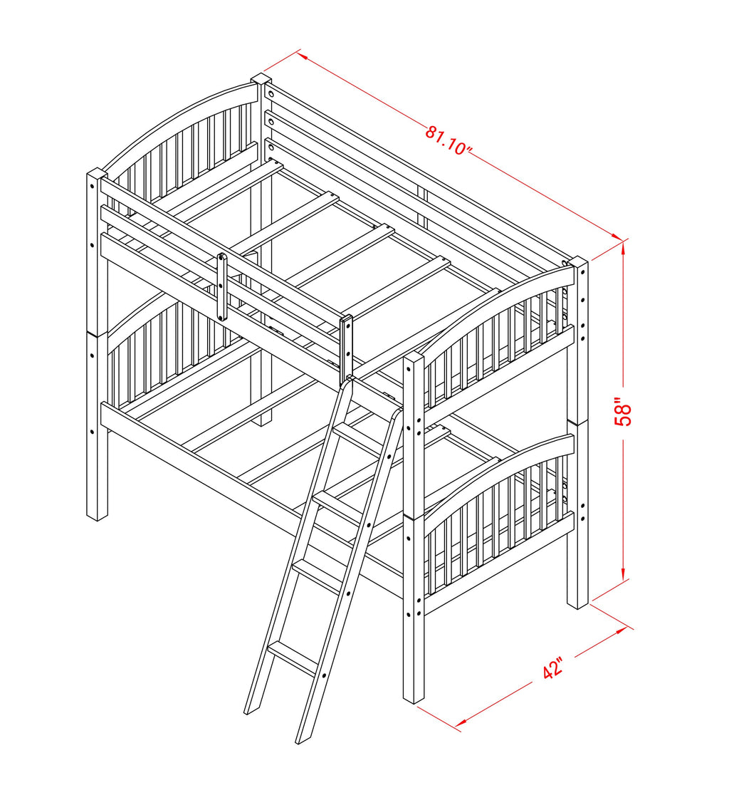 VEB-00-R Java Finish Verona Twin Lofted Bed Design