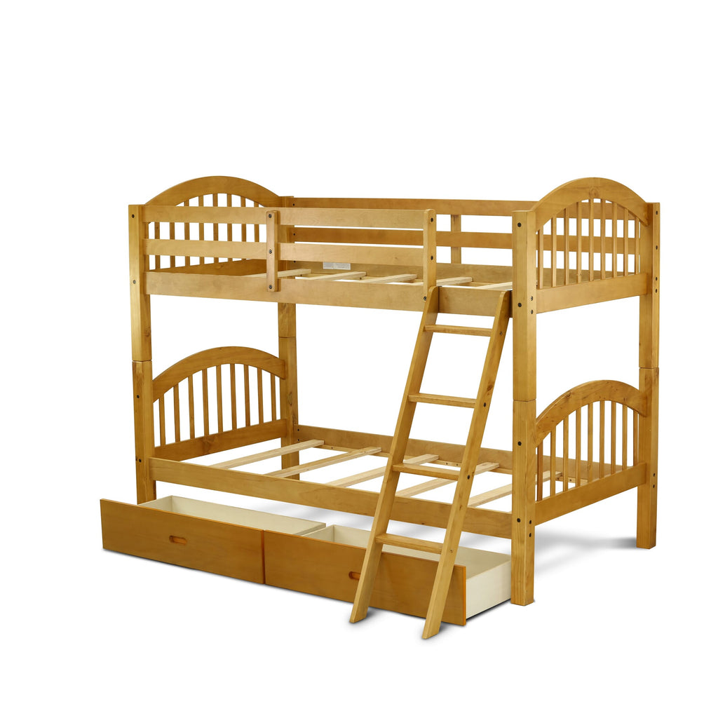 VEB-0J-EG Natural Oak Verona Twin Bunk Bed with Under Drawer Storage Option