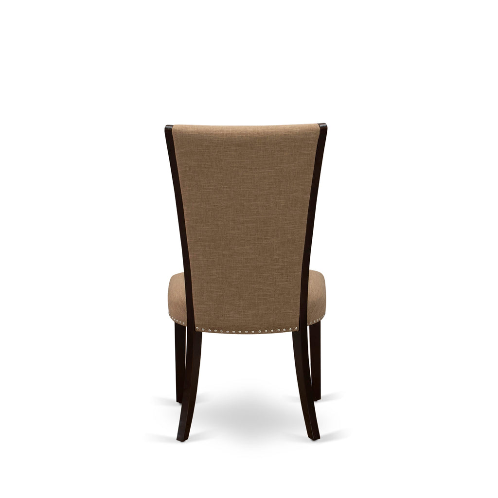 DOVE7-IDJ-RH Dining Set 7-Piece Rectangular Butterfly Table & 6 Linen Parsons Seats, 42x78 Mahogany