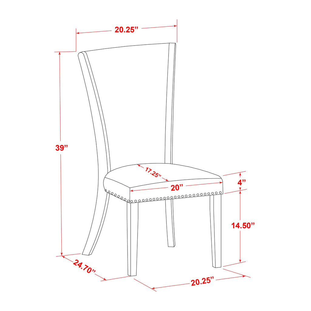 Dining Chairs Set with Nail Trim in Light Sable Linen, Mahogany - VEP3TRD