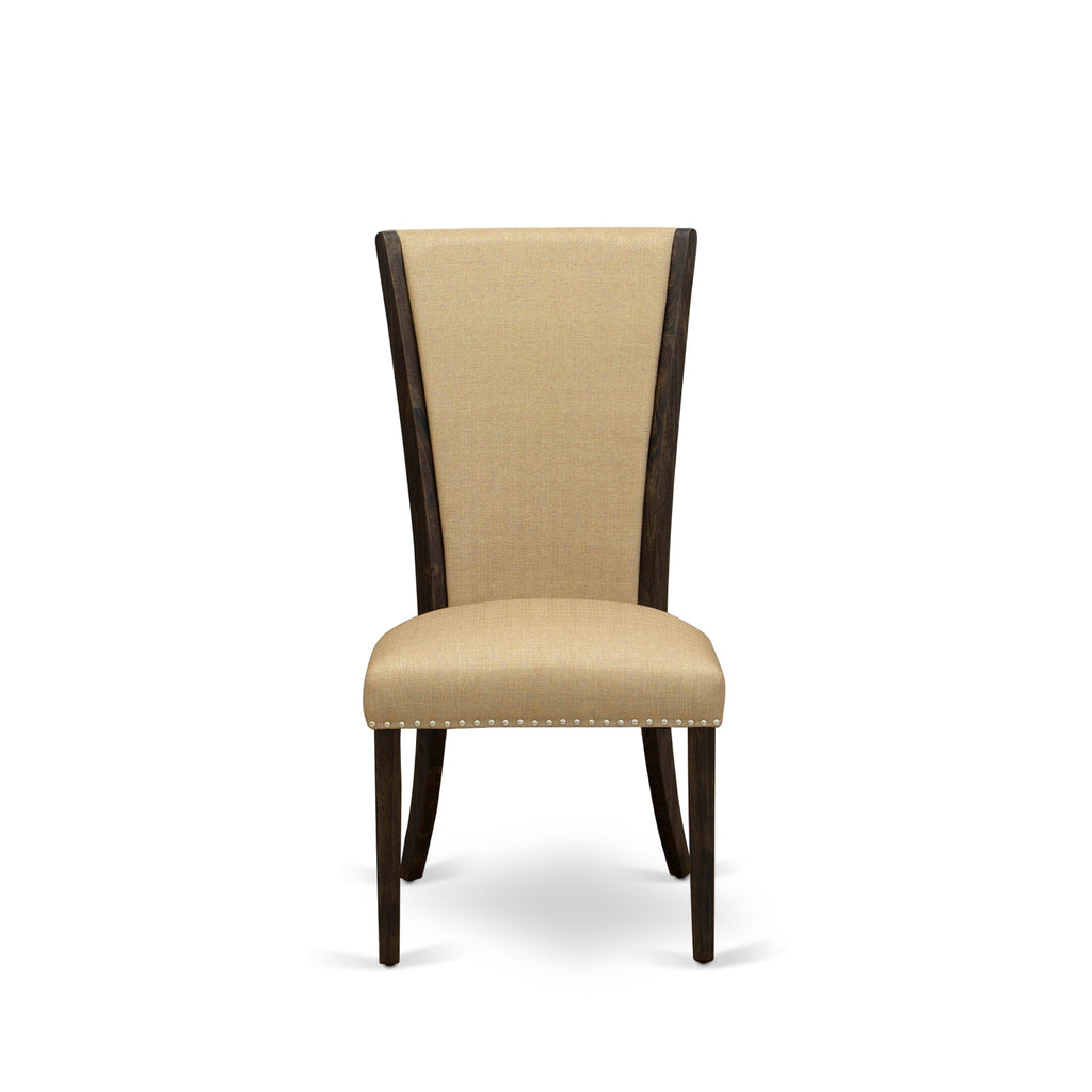 X777VUZIS-9 Piece Dining Room Ensemble with Rectangular Table and 8 Elegant Upholstered Chairs, Multi-Color