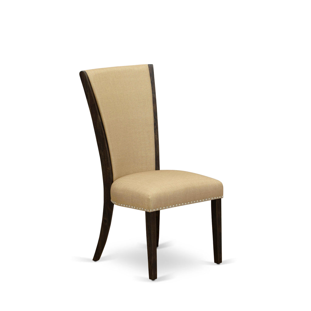 VEP7TVQ - Elegant Verona Dining Seats with Nailhead Accent in Brown Fabric, Pair, Jacobean Finish