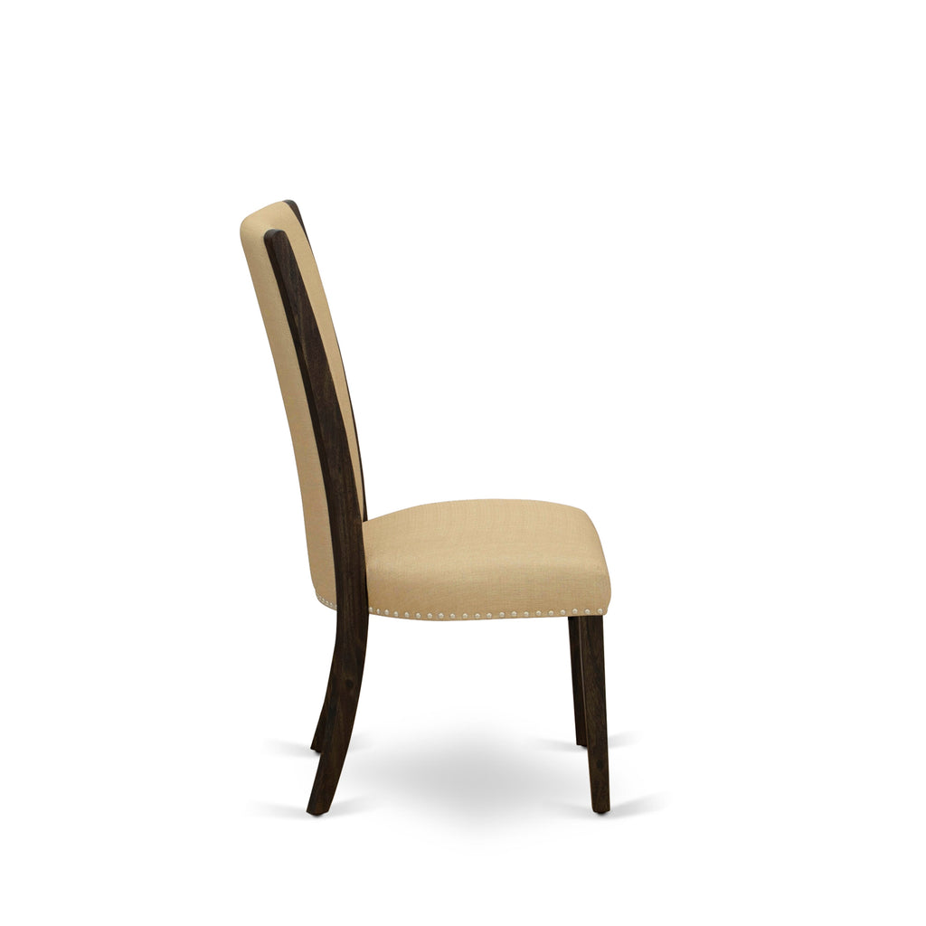 VEP7TVQ - Elegant Verona Dining Seats with Nailhead Accent in Brown Fabric, Pair, Jacobean Finish