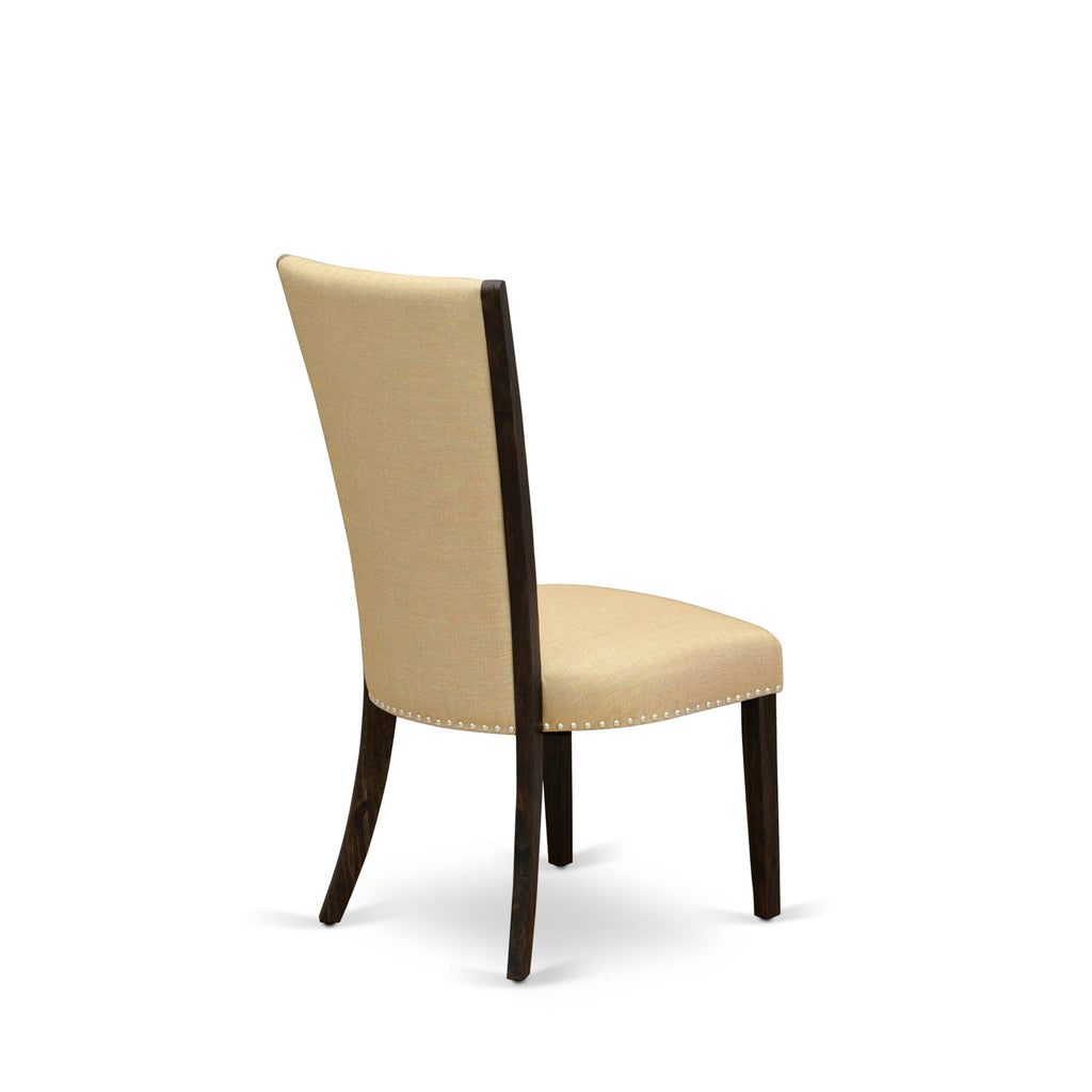 VEP7TVQ - Elegant Verona Dining Seats with Nailhead Accent in Brown Fabric, Pair, Jacobean Finish