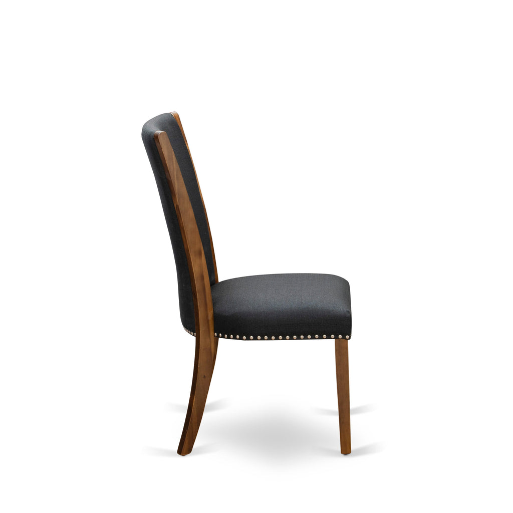 VEP8TYT Verona Parson Dining Duo - Elegant Walnut Chairs with Black Linen and Nailhead Accents