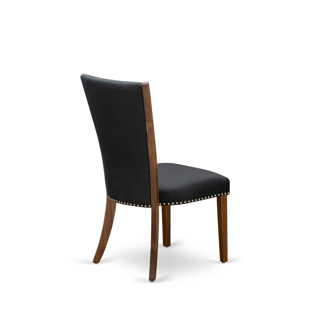 VEP8TYT Verona Parson Dining Duo - Elegant Walnut Chairs with Black Linen and Nailhead Accents