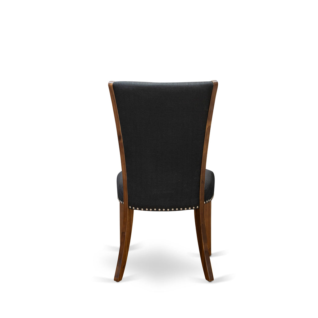 VEP8TYT Verona Parson Dining Duo - Elegant Walnut Chairs with Black Linen and Nailhead Accents