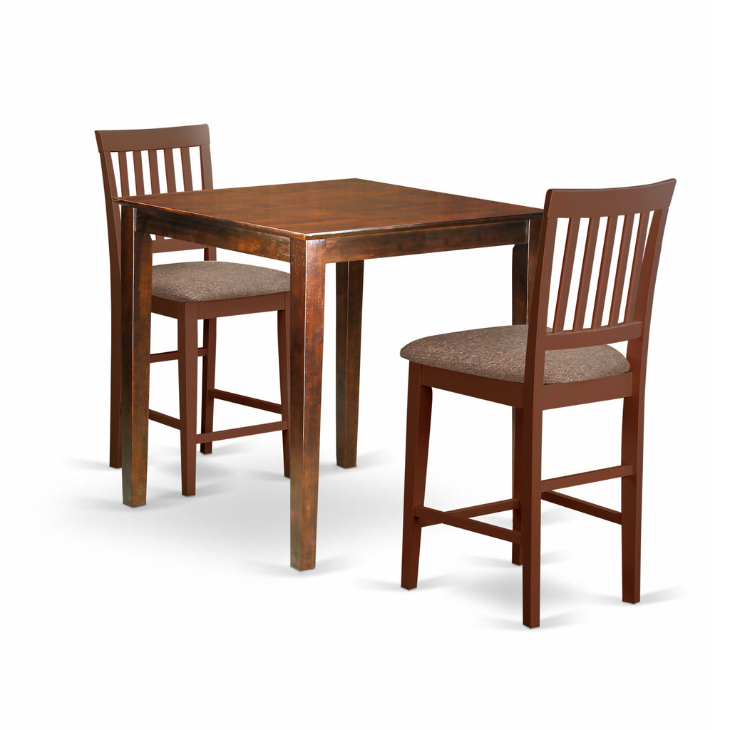 VERN3-CNB-D Cozy 3-Piece High Table Set for Limited Spaces with Square Dining Surface & Upholstered Chairs