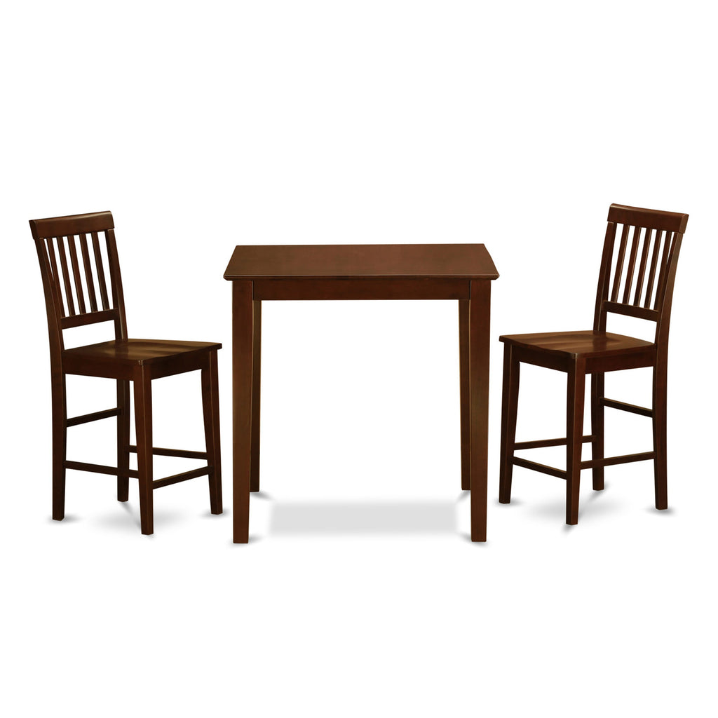 3 Piece Counter Height Dining Set - VERN3-CHS-G - Square Table with 2 Seats for Compact Spaces, 36x36, Chestnut