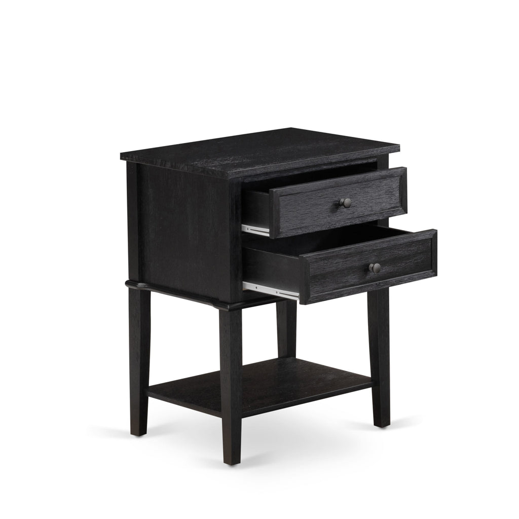 GB25K-M5RDM King Suite 2-Piece Granbury Collection Bed and Brushed Black Table Set in Dark Brown Faux Leather with Black Texture