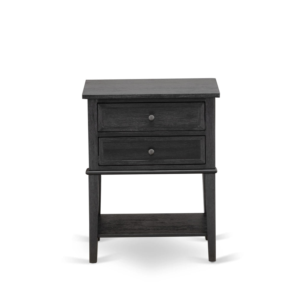 GB25K-M5RDM King Suite 2-Piece Granbury Collection Bed and Brushed Black Table Set in Dark Brown Faux Leather with Black Texture