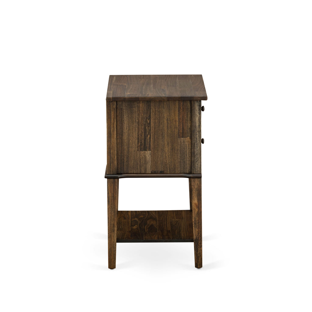 VL-07-B1 Rustic Valencia Nightstand - Rectangular Two-Drawer Bedside Table for Bedrooms, 16x22, Distressed Finish in Jacobean
