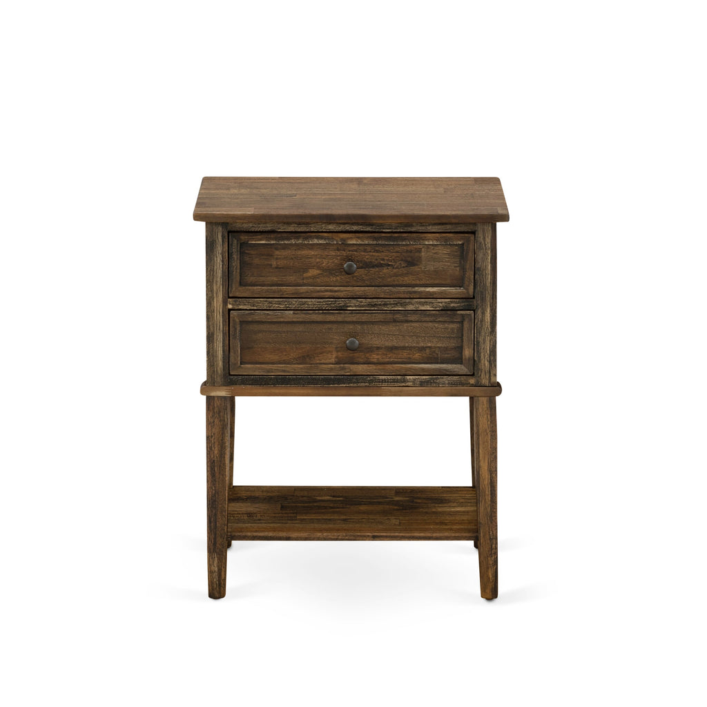 NL14K-STP9T 3-Piece Bed Collection - Plush Velvet Upholstered King Frame & Jacobean Style Side Table