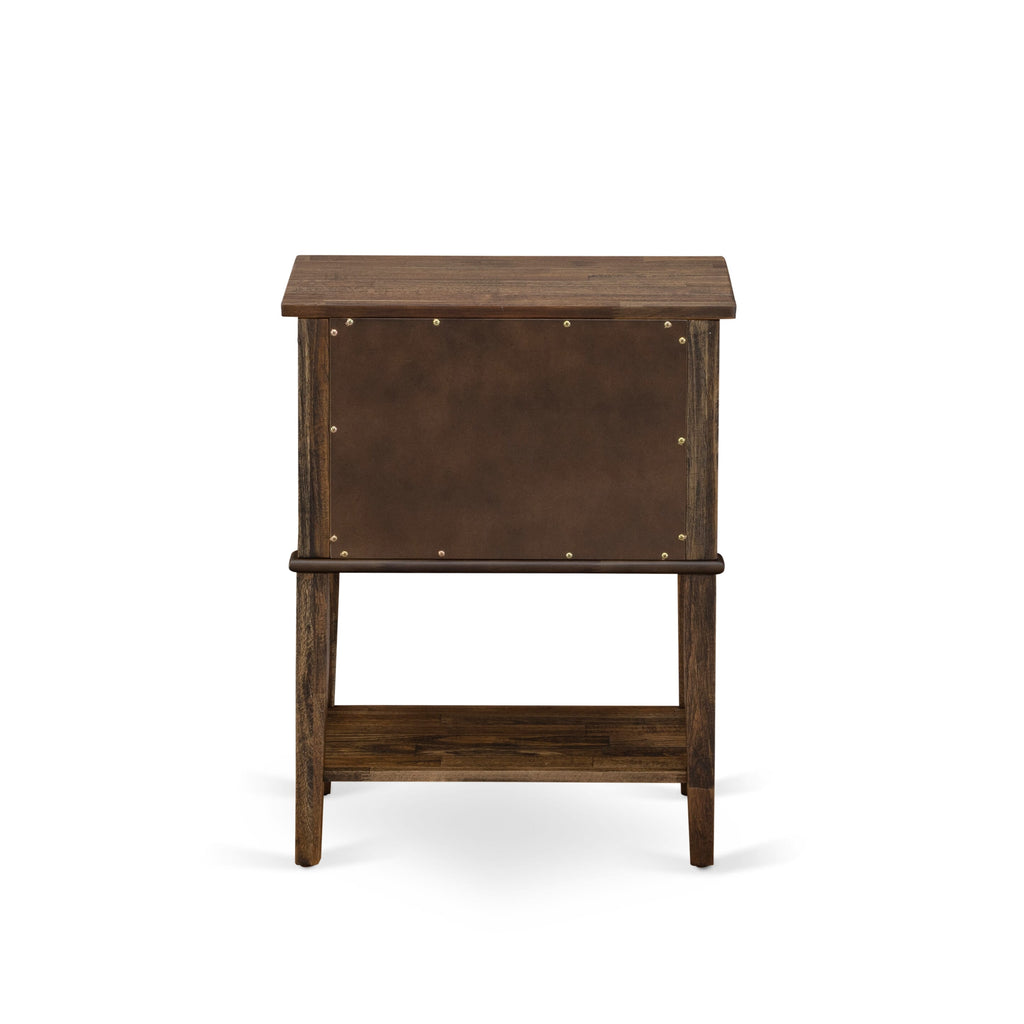 KD18Q-TZ5K5 3-Piece Bedroom Ensemble Upholstered Brown Fabric Bed with Button-Tufted Headboard & Two Compact Nightstands with Black Legs