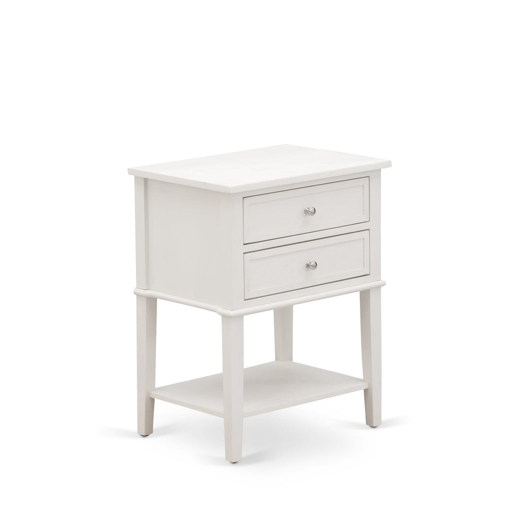 VL-0C-RH Valencia Nightstand - Rectangle End Table with 2 Drawers, Wirebrushed Buttercream, 16x22