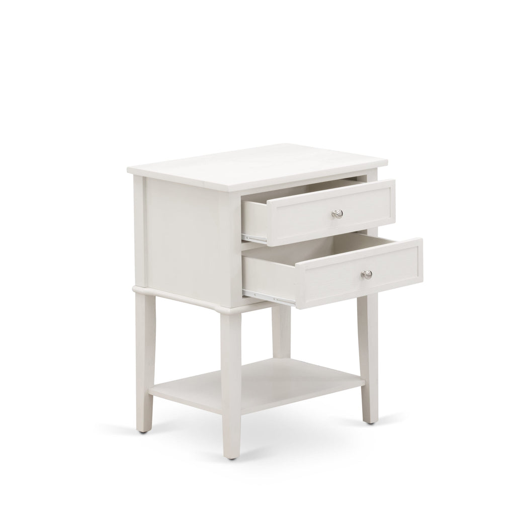 FN11Q-CASTF 2-Piece Platform Queen Sleep Set with Wood Frame & Night Stand in Denim Blue Fabric