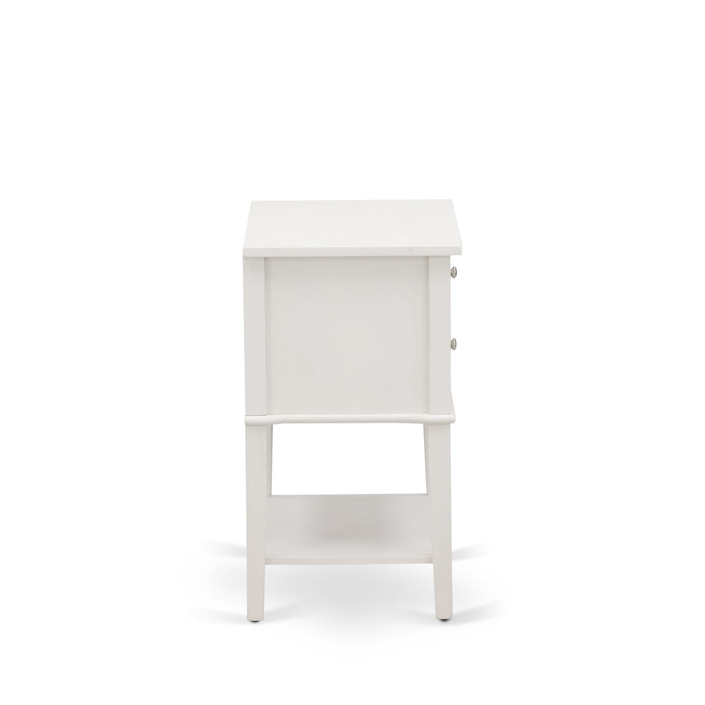 NL19Q-GDVZN Luxe Queen Suite - White Fabric Bed with Velvet Finish & Cream Nightstand