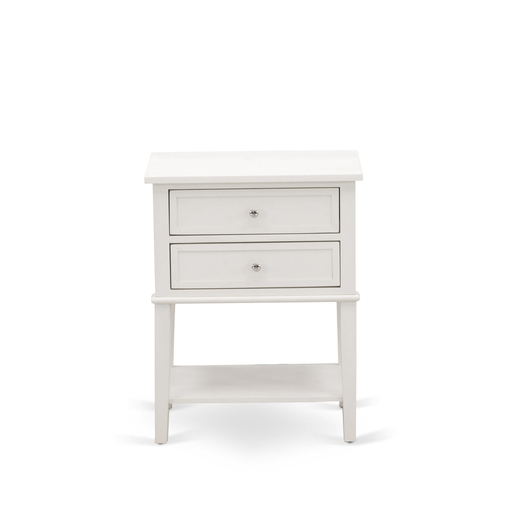 NL19Q-GDVZN Luxe Queen Suite - White Fabric Bed with Velvet Finish & Cream Nightstand