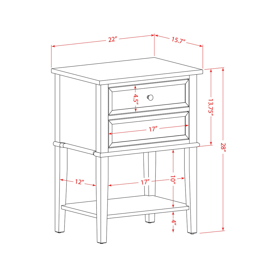 FN11Q-CASTF 2-Piece Platform Queen Sleep Set with Wood Frame & Night Stand in Denim Blue Fabric